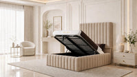 Naples Beige - Dorchester Wraparound Luxury Channelled Ottoman Storage Bed