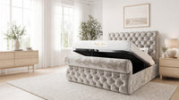 Crushed Velvet Champagne - Windsor Chesterfield Luxury Scroll Bed Frame