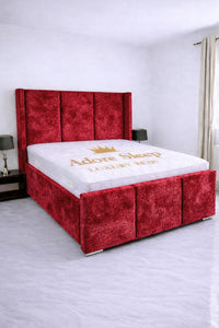 Crushed Velvet Red - Aurelia Grand Luxe Upholstered Bed Frame