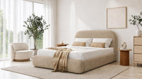 Naples Sand - Ellington Curve Luxury Upholstered Ottoman Storage Bed