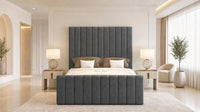 Naples Charcoal - Langham Column Luxury Panelled Ottoman Storage Bed