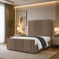 Naples Mink - Langham Luxury Centre Channel Bed – Premium Upholstered Bed Frame with Statement Headboard & Footboard