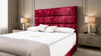 Crushed Velvet Red - Monaco Luxe Luxury Divan Bed – Premium Upholstered Panelled Headboard with Storage