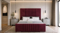 Plush Velvet Maroon - Belgravia Luxury Ottoman Storage Bed – Premium Upholstered Gas Lift Bed Frame