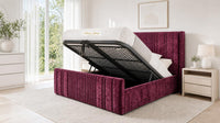 Crushed Velvet Aubergine - Savoy Ribbed Luxury Ottoman Storage Bed