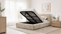 Crushed Velvet Champagne - Ellington Curve Luxury Upholstered Ottoman Storage Bed