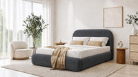 Naples Charcoal - Ellington Curve Luxury Upholstered Ottoman Storage Bed