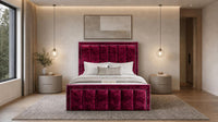 Crushed Velvet Aubergine - Belgravia Regent Luxury Panelled Ottoman Storage Bed
