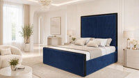 Plush Velvet Sapphire - Gatsby Sunray Luxury Art Deco Upholstered Bed Frame