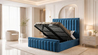 Naples Blue - Buckingham Tailored Luxury Panelled Ottoman Storage Bed