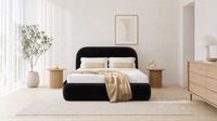 Plush Velvet Black - Ellington Curve Luxury Upholstered Ottoman Storage Bed