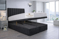 Naples Charcoal - Regency Lined Panel Luxury Solid Ottoman Storage Bed Frame