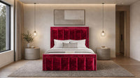 Crushed Velvet Red - Belgravia Regent Luxury Panelled Ottoman Storage Bed