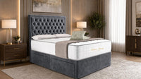 Naples Charcoal - Regency Chesterfield Luxe Divan Bed with Storage – Deep Buttoned Upholstered Bed Frame
