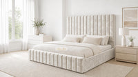 Crushed Velvet Cream - Carlton Channel Luxury Ottoman Storage Bed