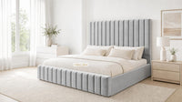 Plush Velvet Silver - Carlton Channel Luxury Ottoman Storage Bed