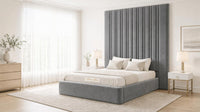 Plush Velvet Grey - Grosvenor Grand Channel Luxury Ottoman Storage Bed
