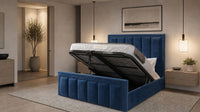 Plush Velvet Sapphire - Belgravia Regent Luxury Panelled Ottoman Storage Bed