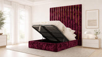 Crushed Velvet Aubergine - Alisha Gold Strip Grandline Luxury Floor-Standing Ottoman Storage Bed