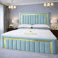 Plush Velvet Duck Egg - Aurelia Grand Luxe Panelled Upholstered Bed Frame | Luxury Statement Bed