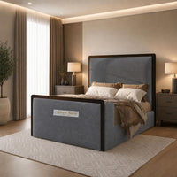 Naples Slate Grey - Claridge Luxury Framed TV Bed – Premium Upholstered Bed Frame with Integrated TV Footboard