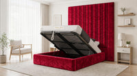 Crushed Velvet Red - Grosvenor Grand Channel Luxury Ottoman Storage Bed