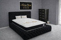 Naples Black - Aurelia Ambassador Grande Luxury Button-Tufted Upholstered Bed Frame