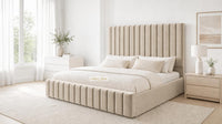 Naples Beige - Carlton Channel Luxury Ottoman Storage Bed