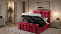 Crushed Velvet Red - Belgravia Regent Luxury Panelled Ottoman Storage Bed