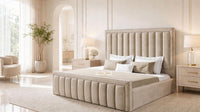 Naples Sand - Buckingham Tailored Luxury Panelled Ottoman Storage Bed