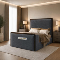 Naples Charcoal - Claridge Luxury Framed TV Bed – Premium Upholstered Bed Frame with Integrated TV Footboard