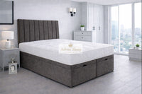 Naples Slate Grey - Regency Lined Panel Luxury Solid Ottoman Storage Bed Frame