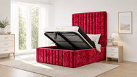 Crushed Velvet Red - Knightsbridge Imperial Luxury Panelled Ottoman Storage Bed