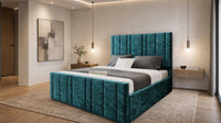 Crushed Velvet Teal - Valentina Linear Luxury Upholstered Bed Frame