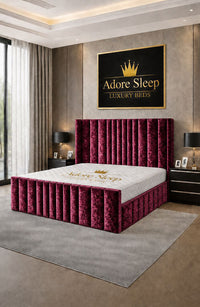 Crushed Velvet Aubergine - Celestine Luxe Vertical Panel Upholstered Bed Frame