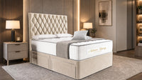 Naples Cream - Regency Diamond Luxury Divan Bed – Deep Button-Tufted Headboard with Premium Upholstered Frame & Storage
