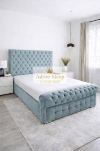 Plush Velvet Duck Egg - Kensington Royale Luxury Chesterfield Upholstered Bed Frame