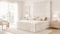Crushed Velvet Cream - Mayfair Grand Fluted Luxury Upholstered Bed Frame