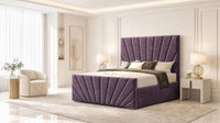 Naples Purple - Riviera Fan Luxury Sculpted Ottoman Storage Bed