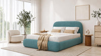 Plush Velvet Duck Egg - Ellington Curve Luxury Upholstered Ottoman Storage Bed