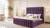 Naples Purple - Buckingham Tailored Luxury Panelled Ottoman Storage Bed