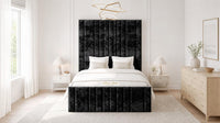 Crushed Velvet Black - Knightsbridge Imperial Luxury Panelled Ottoman Storage Bed