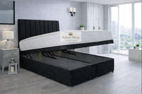 Naples Black - Regency Lined Panel Luxury Solid Ottoman Storage Bed Frame
