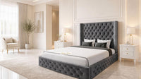Naples Slate Grey - Claridge Chesterfield Luxury Deep-Button Ottoman Storage Bed