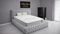 Plush Velvet Silver - Aurelia Ambassador Grande Luxury Button-Tufted Upholstered Bed Frame