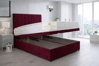 Plush Velvet Maroon - Regency Lined Panel Luxury Solid Ottoman Storage Bed Frame