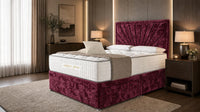 Crushed Velvet Aubergine - Aurelia Luxury Sunburst Divan Bed – Designer Upholstered Bed Frame