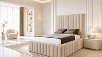 Naples Sand - Dorchester Wraparound Luxury Channelled Ottoman Storage Bed
