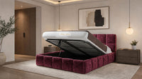 Crushed Velvet Aubergine - Aurelius Cloud Luxury Upholstered Ottoman Storage Bed