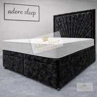 Crushed Velvet Black - Aurelia Regent Luxury Upholstered Ottoman Divan Bed Frame with Storage